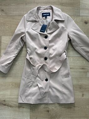 NWT Lands' End Women's Light Tan Trench Coat Rain Jacket Classic Preppy Trench